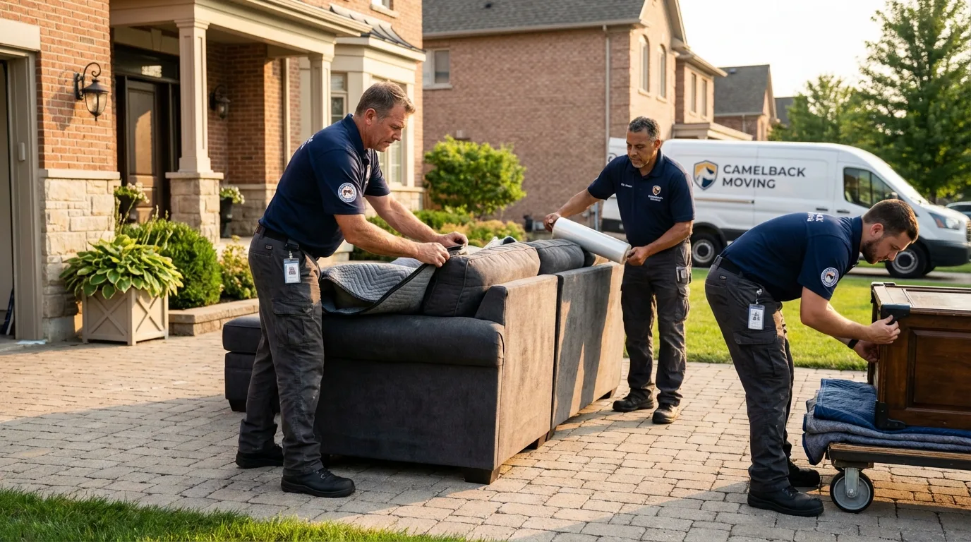 Large estate moving crew wrapping furniture in Mill City, OR
